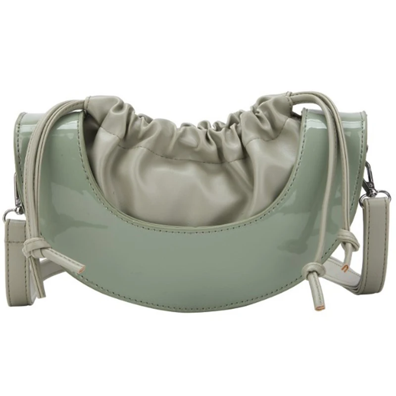 

Women'S Month Semi-Circle Drawstring Shoulder Messenger Bag Wild Personality Fashion Pu Leather Handbag