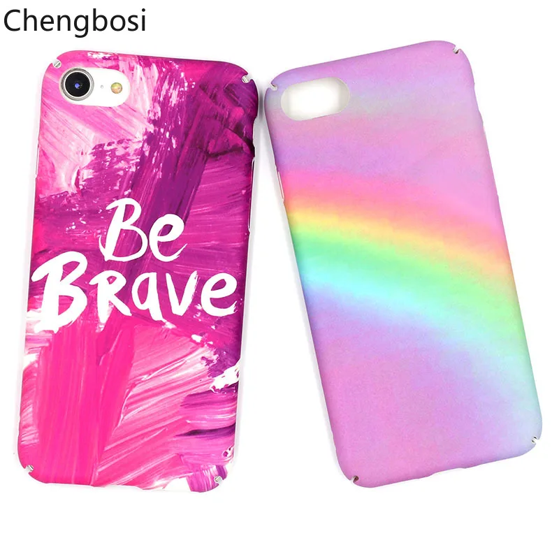 

Gradient Pink English Alphabet Letter Rainbow Phone Case for IPhone 6 6s Plus Scrub PC Patterned Fitted Case for IPhone 7 8 X
