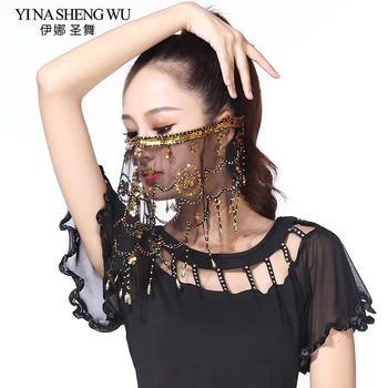 

New Women Indian Belly Dance Veil 1Pc Tribal Belly Dance Sequins Veils belly Dance Accessories Veil 7 Colors Available