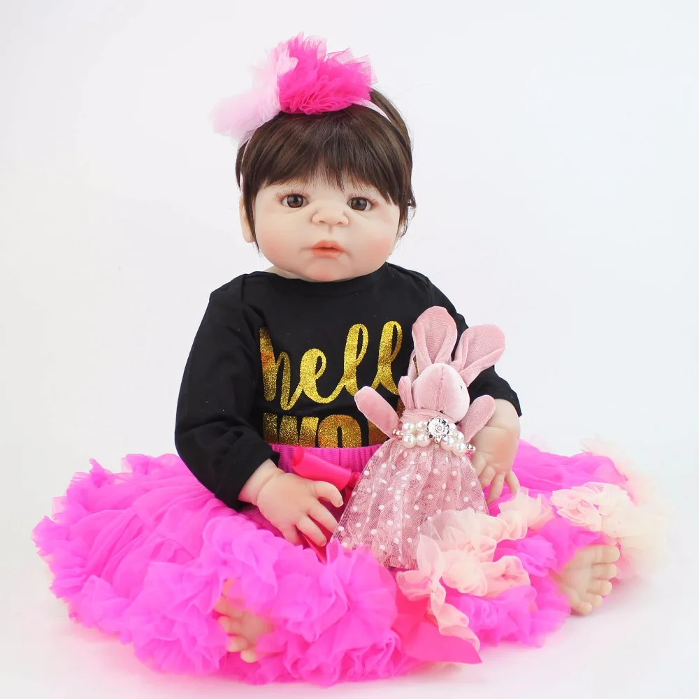 55 см полный силиконовые Reborn Baby Doll игрушка как настоящая девочка Bonecas винил новорожденных малышей Bebe игрушка для сна подарок на день рождения