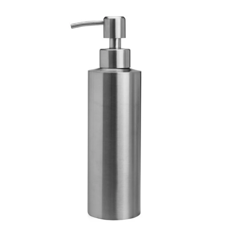 Цилиндрическая бутылка для лосьона пресс-типа из нержавеющей стали бутылка для многоразового использования шампунь дезинфицирующее