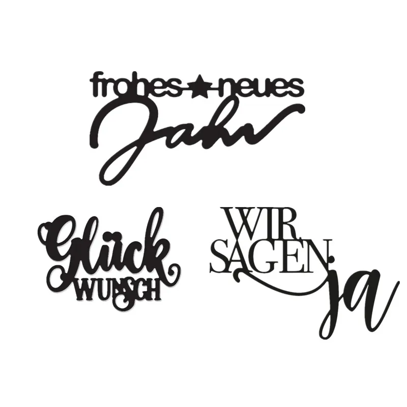 

"frohes neues jahr" German Words Metal Cutting Dies for Scrapbooking DIY Album Embossing Card Making Stencils Crafts New 2019