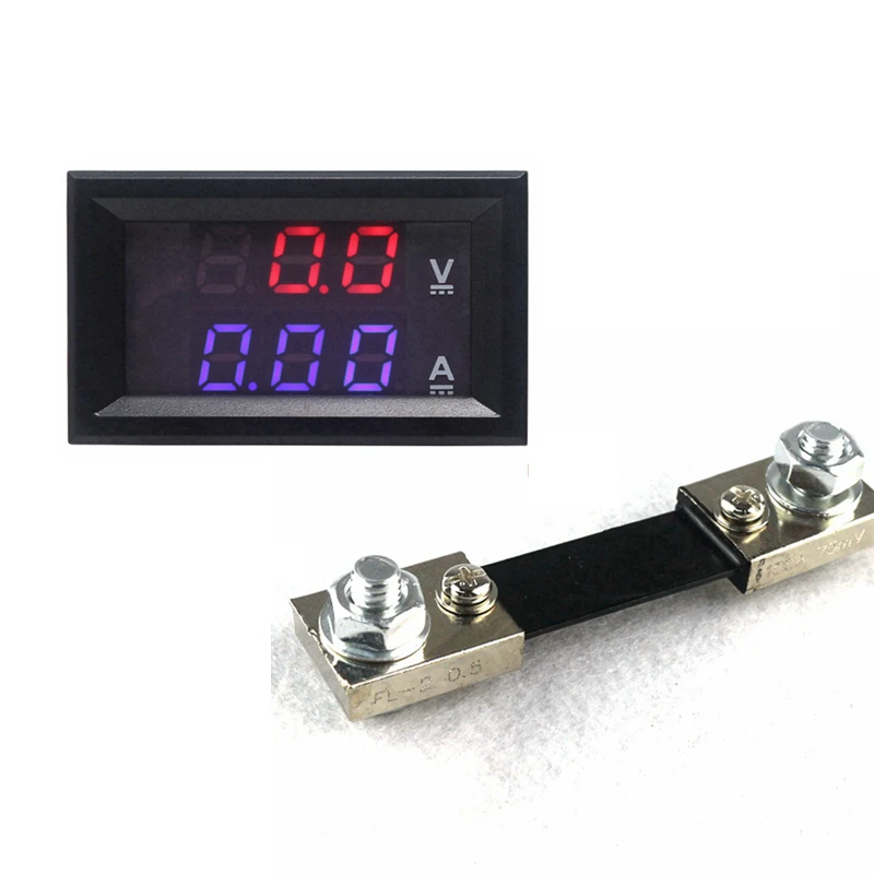 

DC Voltmeter Ammeter DC 100V/100A Dual Display Panel Meter Volt Amp Meter with 100A/75mV Current Shunt
