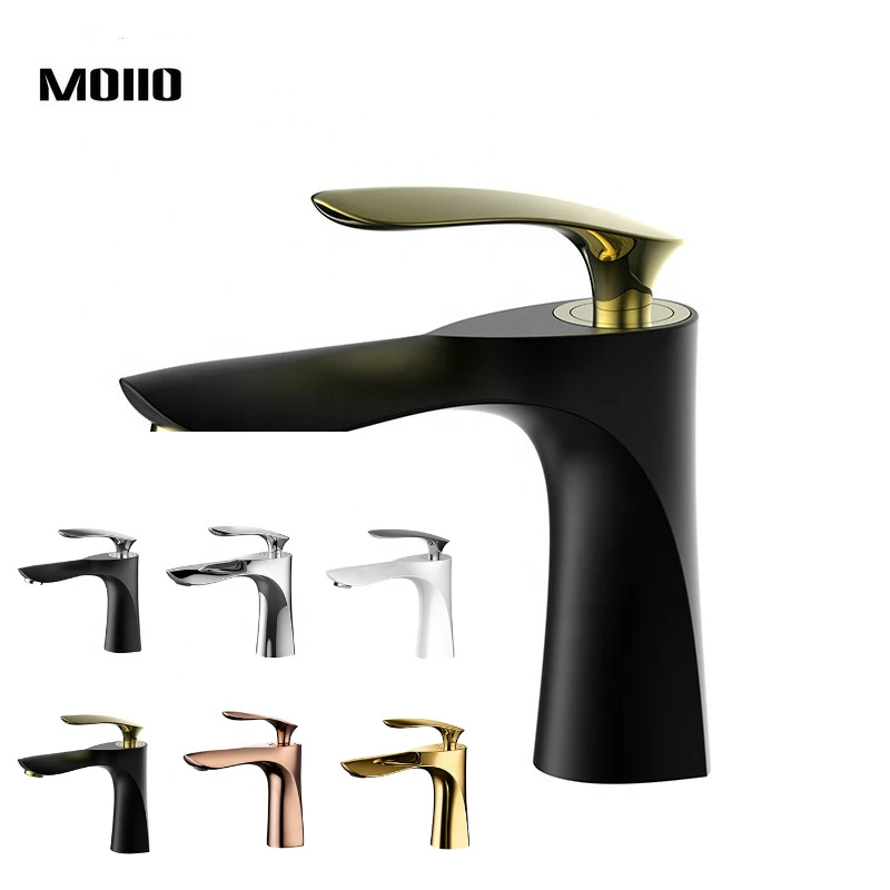 MOIIO black and GOLD/Chrome Basin Faucet Torneira Leaf shape Bathroom sink faucet  variety color options luxury designer plates