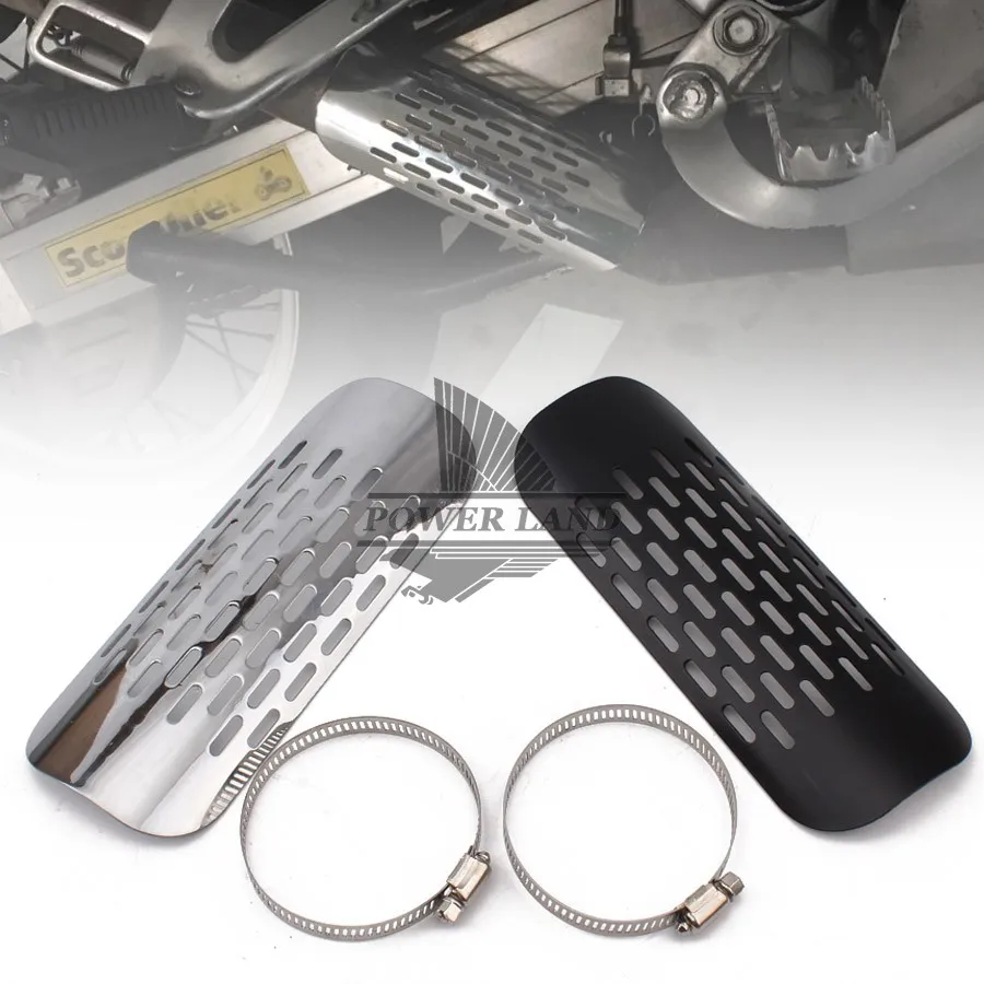 Motorcycle Chrome/Black Steel Heat Shield Curve Plain Guard Cruiser