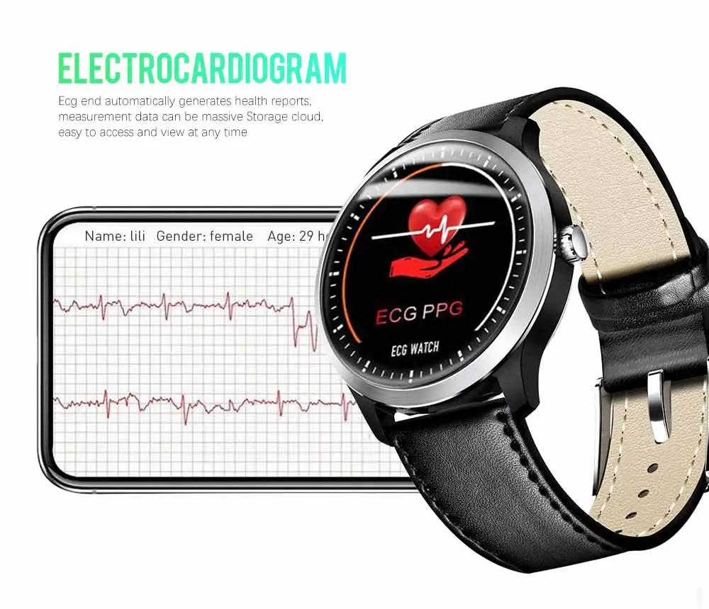 CYUC N58 ECG PPG smart watch with electrocardiograph ecg display,holter ecg heart rate monitor blood pressure smartwatch