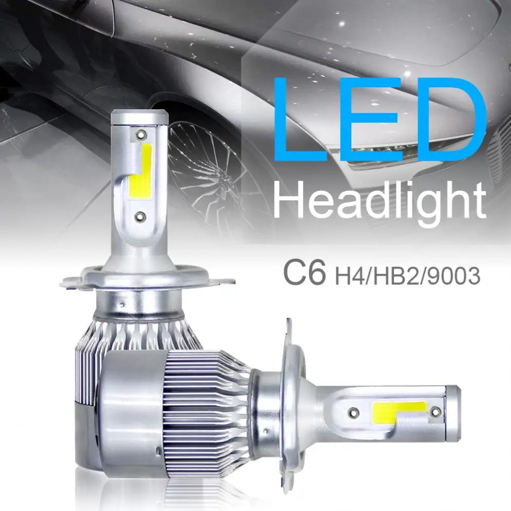 Farol do Carro 1 Par H4 e hb2 e 9003 c6 10800lm 6000 k 120 w Cob Levou Kit Hi e lo Turbo Lâmpadas Universal Auto Farol 2 6000 k 120 w cob led kit