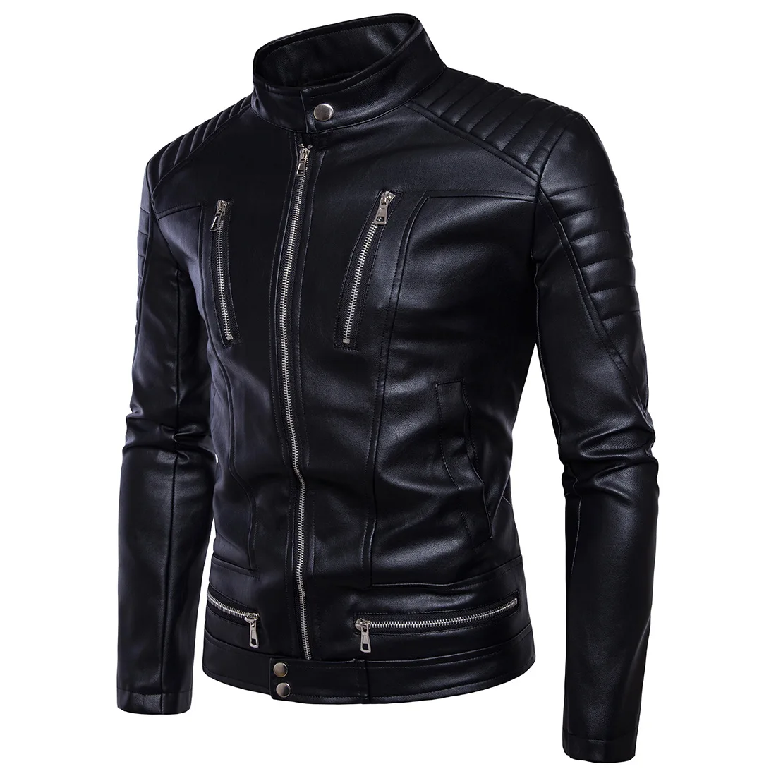 Осенняя мотоциклетная байкерская куртка, Мужская куртка из искусственной кожи, пальто на молнии, мотоциклетная куртка, верхняя одежда, Кашемировые топы, брендовая одежда