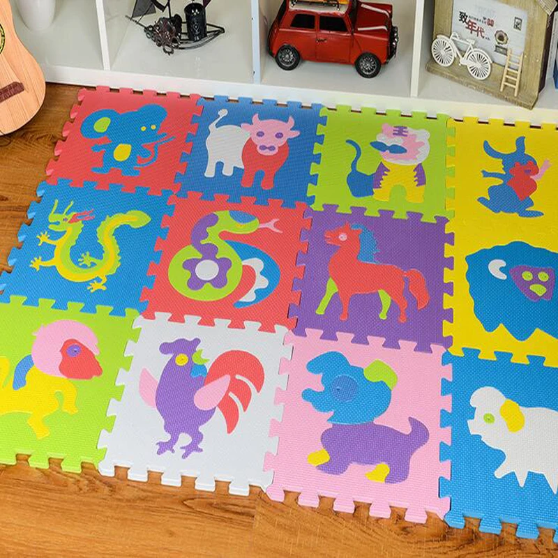 12pcs Set Baby Foam Floor Mats Eva Zodiac Animals Floor Pad