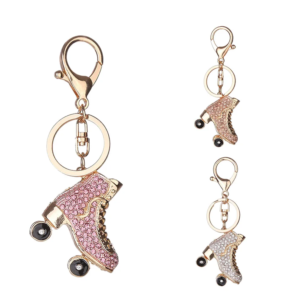 

Keyring Bag Charm Pendant Keys Holder Roller Skates Shoe Crystal Keychain Jewelry Key Chain Women Girl Gifts KQS8