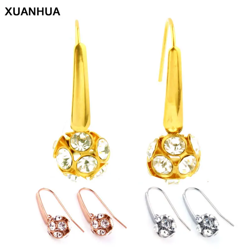 XUANHUA серьги из нержавеющей стали с камнями модные ювелирные серьги-гвоздики для серьги-капельки с кристаллом серьги