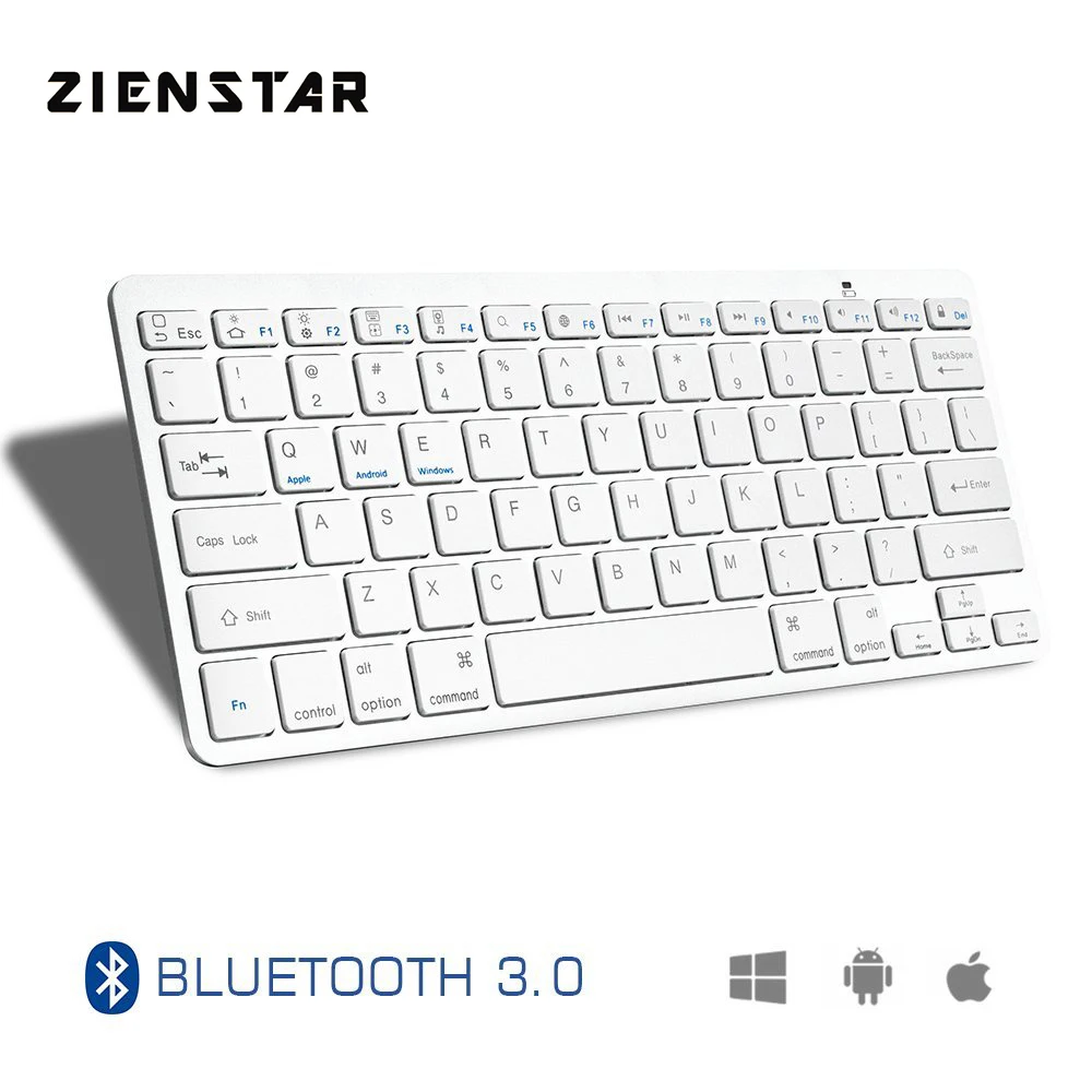 Zienstar ультра тонкая беспроводная Bluetooth клавиатура для IPAD/Iphone/Mac/ноутбука/настольного ПК/планшета, английские/испанские/французские буквы