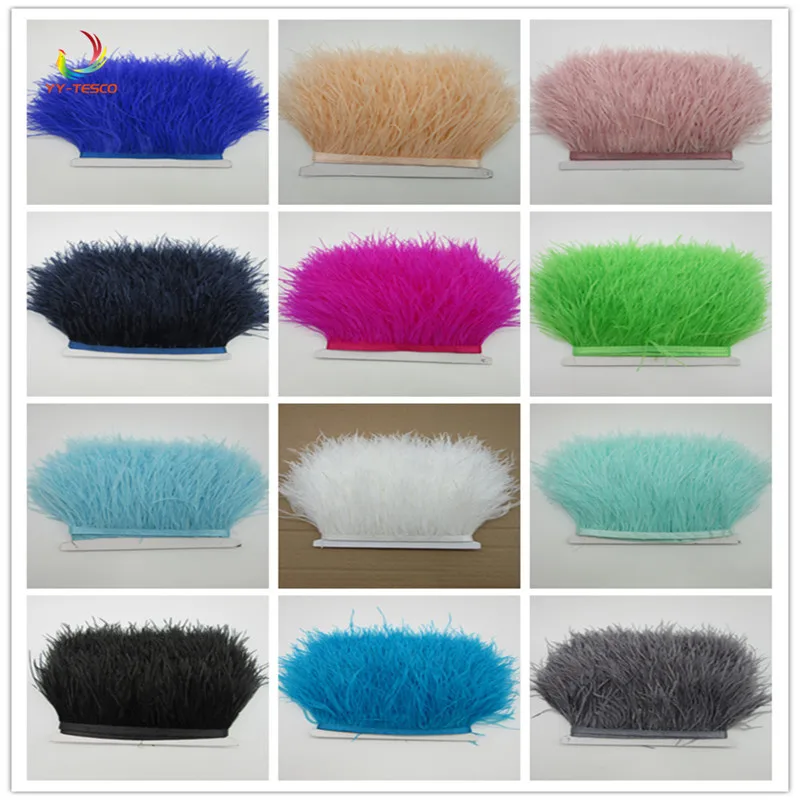 

2017 New! Wholesale high quality 5- 10 meters ostrich feather ribbon, feather length 8-11cm / DIY clothing accessories