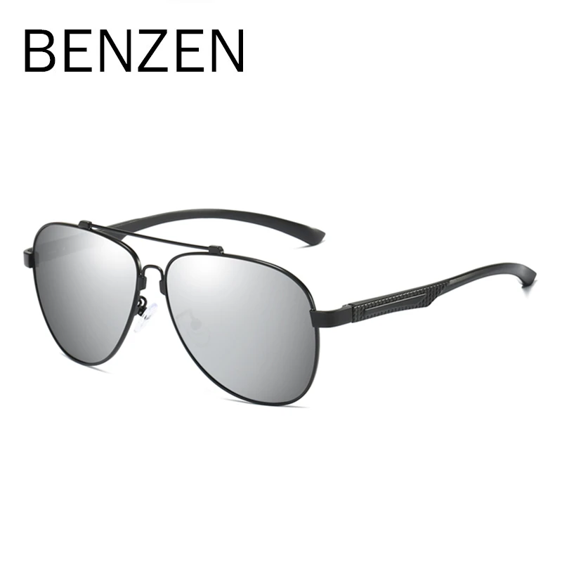 BENZEN классические солнцезащитные очки Мужские поляризационные мужские солнцезащитные очки для вождения очки оттенки очки Золото 9337 - Цвет линз: BLACK SILVER