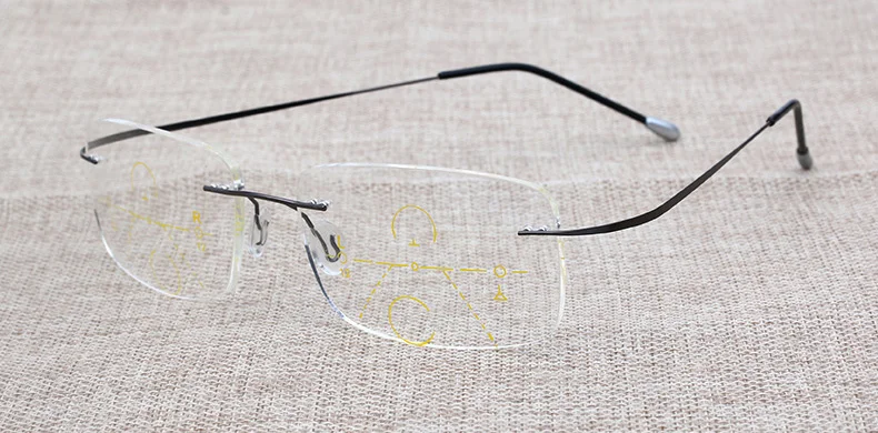 Титановые без оправы прогрессивные Мультифокальные многофокусные очки для чтения, мужские очки для дальнозоркости, дальнозоркости, пресбиопии - Цвет оправы: ZP1003 Gray