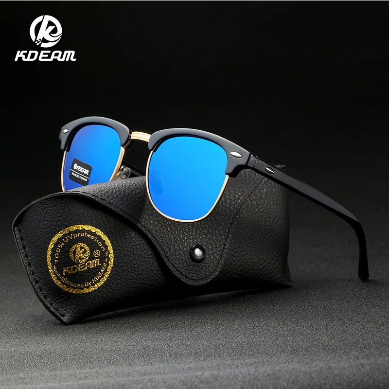 2019 New KDEAM Sports Polarized Sunglasses Men Semi Rimless Coating Lens Shades For Women With Case KD3016|Men