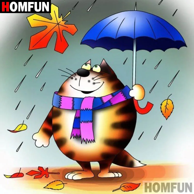 

HOMFUN 5D DIY Diamond Painting Full Square/Round Drill "Cartoon cat" 3D Embroidery Cross Stitch gift Home A08637