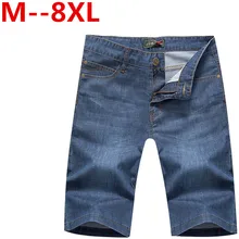 Плюс размер 8xl 7xl 6xl 5xl Горячие Продажа 2015 Летняя Мода Бренд Мужской Шорты Отверстие Свободные, повседневная Мужские Джинсы Байкер Синий