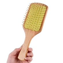 Natural Wood Paddle Pointed Handle Rainbow Teeth Human Massage Hair Brush Airbag Comb J14