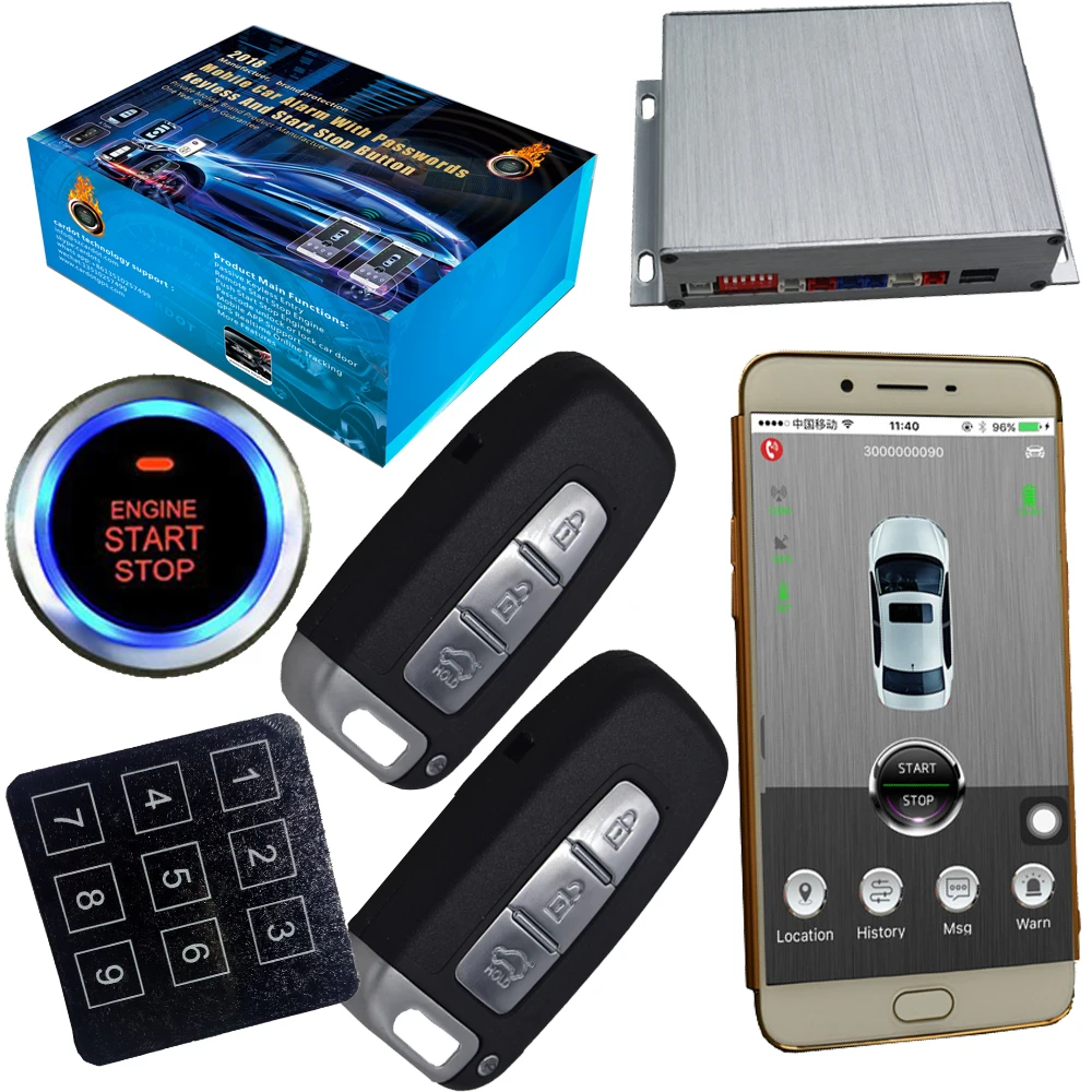 gps car alarm smart phone app auto ignition system keyless entry
