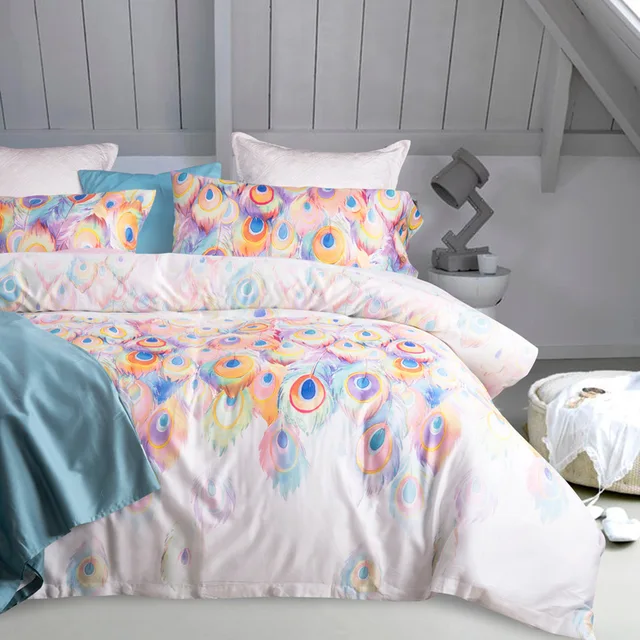 Chausub Quality Silk Bedding Set 4pcs 60s Satin Egyptian Cotton Chausub Quality Silk Bedding Set 4pcs 60s Satin Egyptian Cotton Duvet Cover Printing Bed King