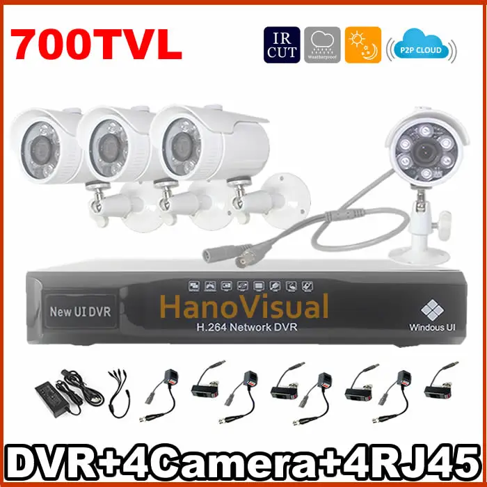 

Free shipping! 4CH CCTV System DVR 4PCS 700TVL IR Weatherproof Outdoor CCTV Camera Home Security System Video Surveillance Kits