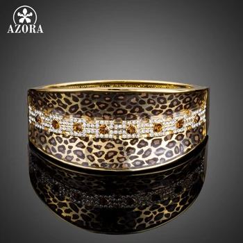 

AZORA Party Jewelry Leopard Pattern Gold Color Stellux Austrian Crystal Cuff Bangle Bracelet TB0078