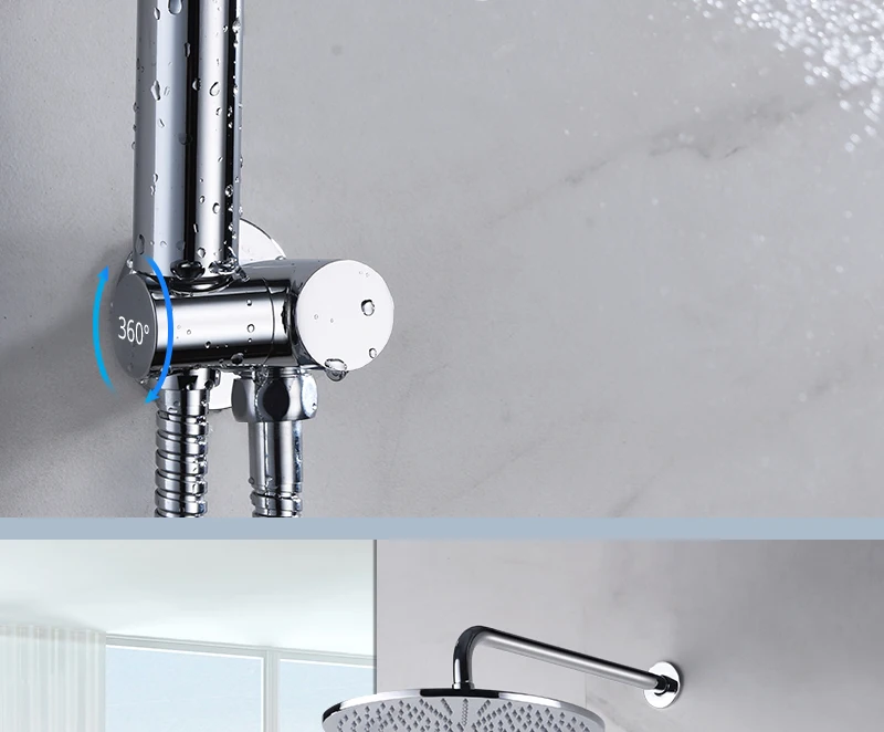 Thermostatic Dual Shower System 10inch brass Shower set (16)