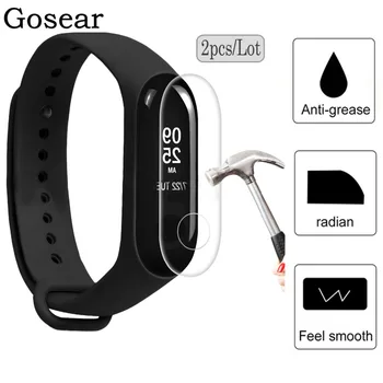 

Gosear 2pcs for Xiaomi Xiao Mi Band MiBand 3 4 Band 3 4 HD Clear Protective Smart Watch Full Screen Protector Film Cover