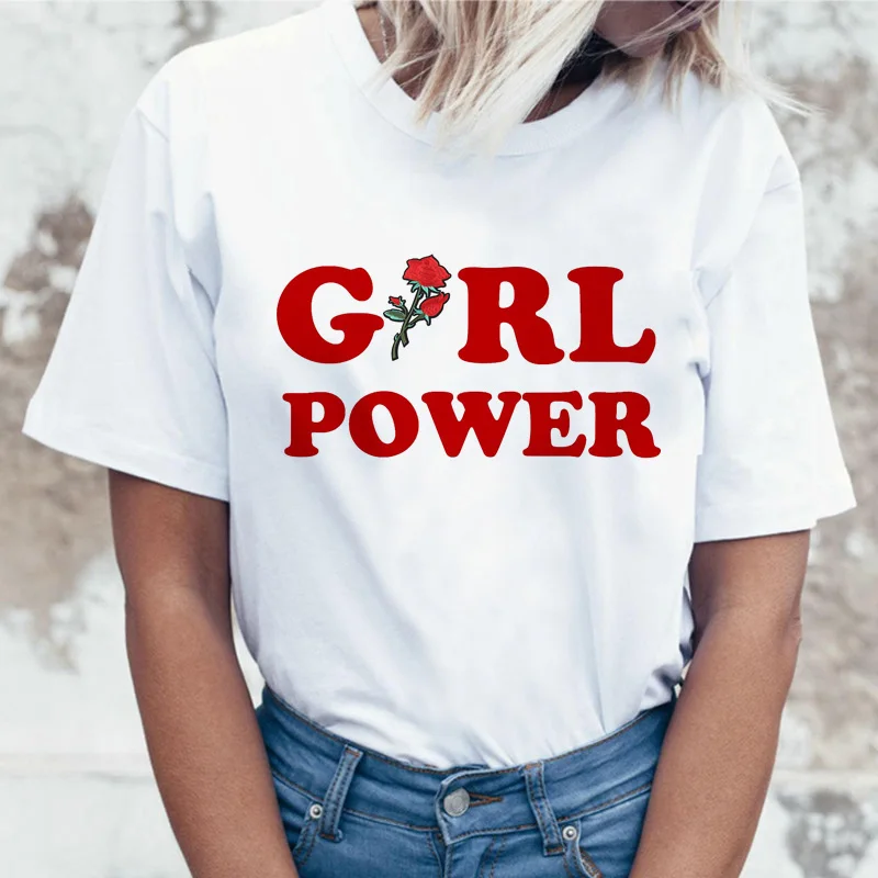 Girl power Feminism, женская футболка, футболка, феминистский Топ, графическая Женская Феминистская футболка, кавайная футболка с принтом, harajuku, летняя - Цвет: 2673