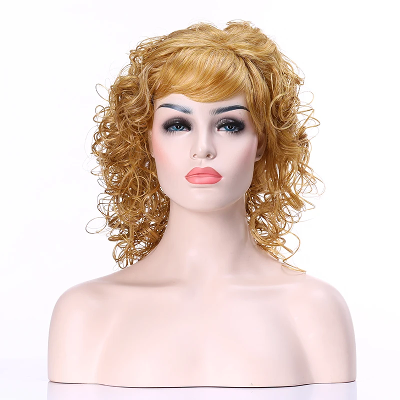 

HAIRJOY New Arrival Women's Fashionable Blonde Medium Length Curly Wigs Synthetic Hair