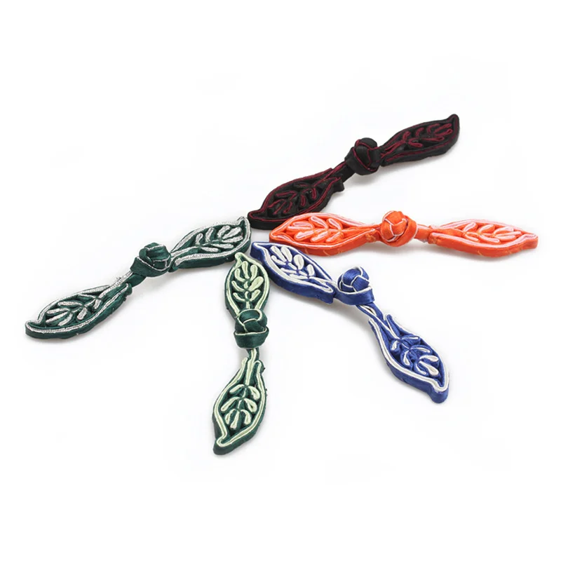 1 пара китайских пуговиц в виде лягушки с бисером, застежка-узел, украшение для шитья, рукоделие для Cheongsam Tang, ручная работа, пуговицы