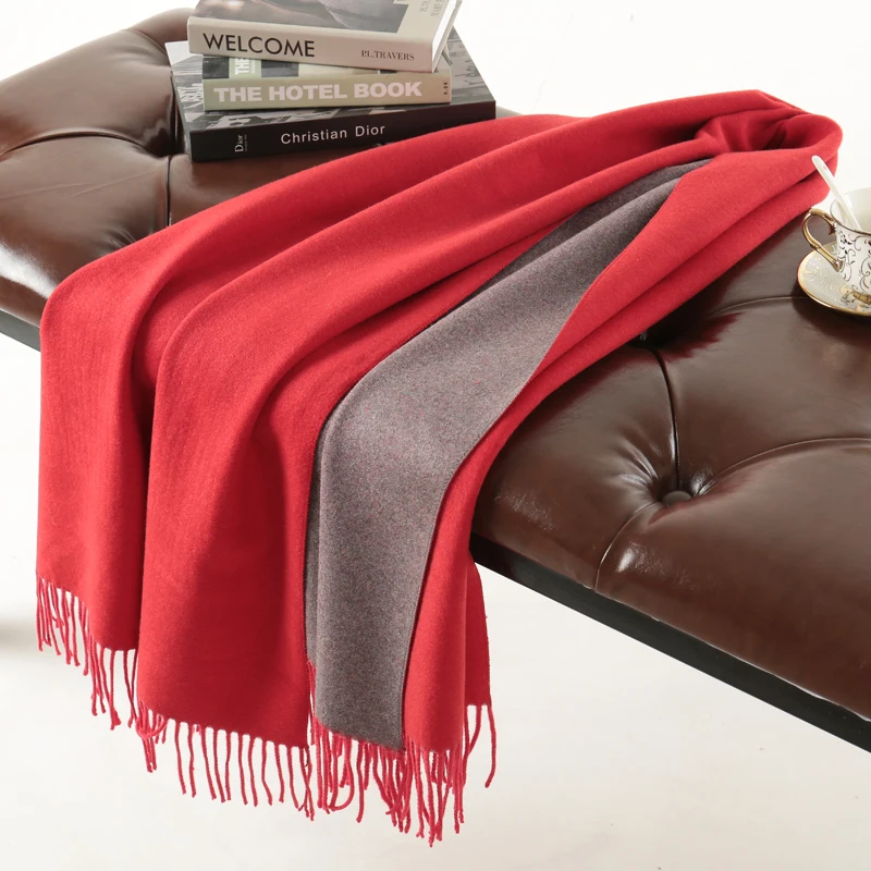 Темпераментный мягкий двухсторонний кашемировый шарф-шаль двойного назначения женский корейский вариант толстого осеннего и зимнего шарфа