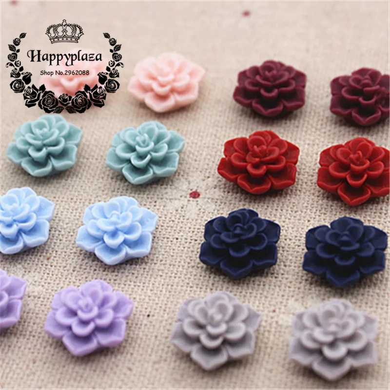 50PCS Cute Matte Vintage Resin Flowers Flatback Cabochon DIY Jewelry/Craft Scrapbooking,15mm
