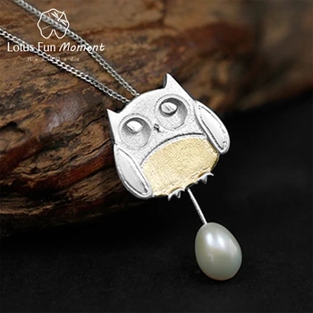 

Lotus Fun Moment Real 925 Sterling Silver Fashion Jewelry Creative Forest Hunting Subject Agile Owl Pendant without Necklace