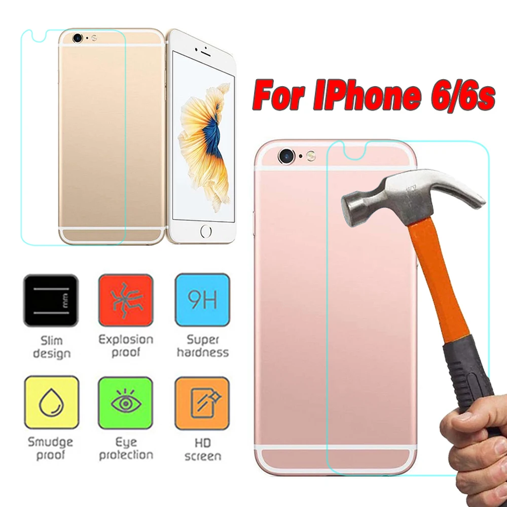 

2.5D HD Tempered Glass Screen Protector Back Film for IPhone 7 6 6S Plus 5 5S SE 4 4S Screen Protective Glass Back Cover Film