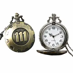 Женские Мужские кварцевые карманные часы 1 предмет Винтаж часы Цепочки и Ожерелья Панк Vault 111 Бронзовый унисекс часы кулон на цепи оптовая
