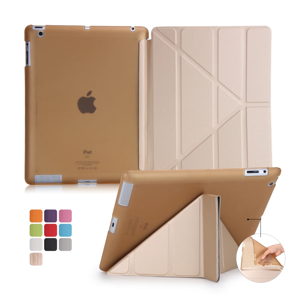 

for ipad 2 3 4 case pu leather magnetic wake uo sleep with soft tpu bottom cover full protect for ipad pro 9.7 inch