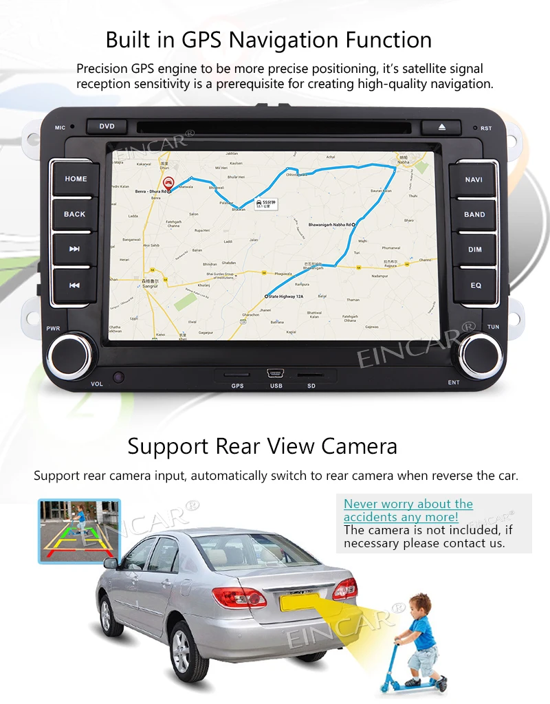 Excellent Car Radio Stereo Touch Screen 2Din Head Unit Receiver GPS Navigation with Bluetooth CD DVD for Volkswagen VW Passat Golf MK5 4