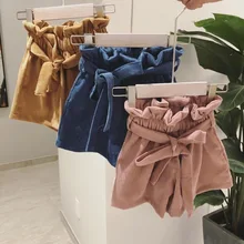 Г., весенние шорты для маленьких девочек Детские однотонные шорты с оборками и бантом для девочек