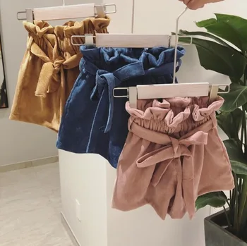 

2018 Spring Baby Girls Shorts Ruffles Bow Kids Solid Color Girl Shorts
