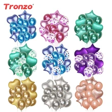 Tronzo 14 pcs Confete Metálico Balão de Casamento Balões Festa De Aniversário Decoração Crianças Rose Ouro Rosa Fontes do Partido do Chuveiro Do Bebê