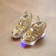 Горячая Распродажа, детская обувь со светодиодный светильник, Европейская мода, светильник ing, Детские кроссовки с крыльями, ботинки для девочек, размер 21-30