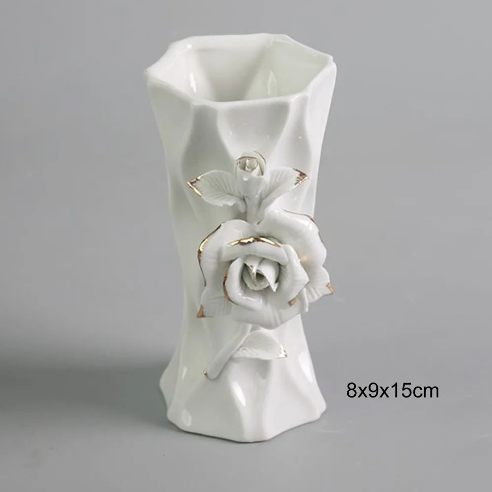 Белые керамические декоративные вазы для цветов с фарфоровыми цветами ручной работы для кухни, стола, дома, офиса, свадьбы, центральным элементом
