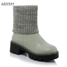 SALCXO ankle boots for women snow boots winter shoes women platform boots slip-on size 42 43 ladies shoes free shipping &607