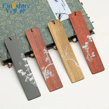 Цветы роспись красное дерево закладки набор эбенового дерева творческий заказ bookmarke надписи вы деревяный гребень для волос M039