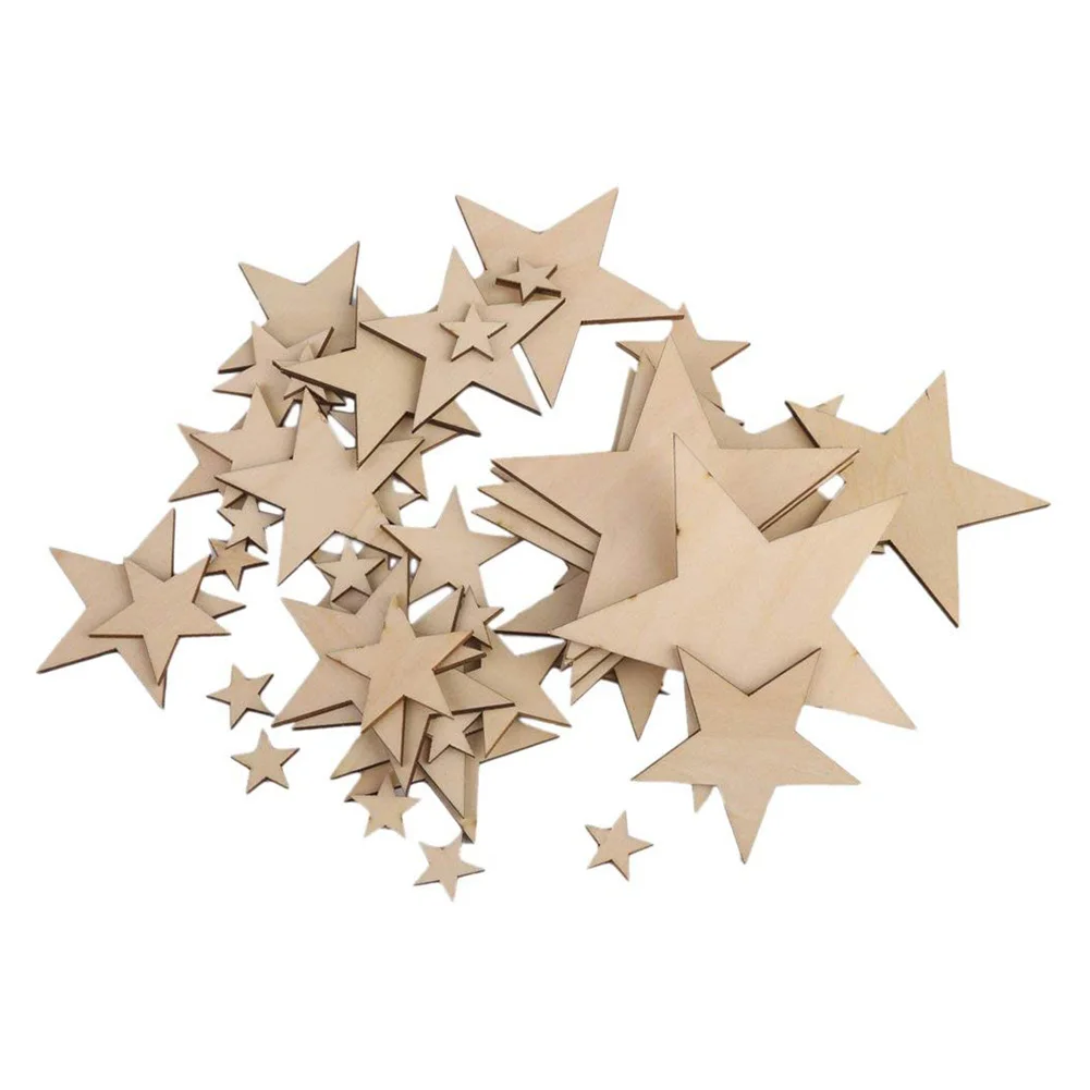 100Mm-200Mm Natural Wooden Star Cutouts Shape Patch Slices Decoration Embellishments For Christmas Home Party Diy De | Дом и сад