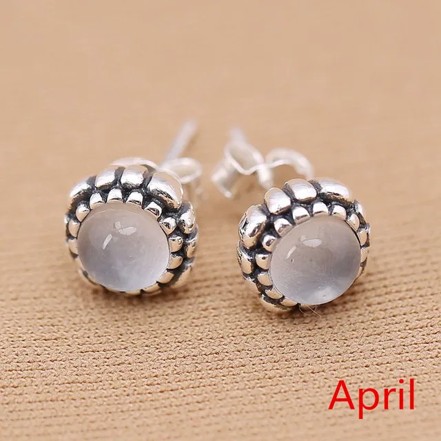 12 Colors 925 Sterling Silver Pandora Earrings For Women Twelve Months