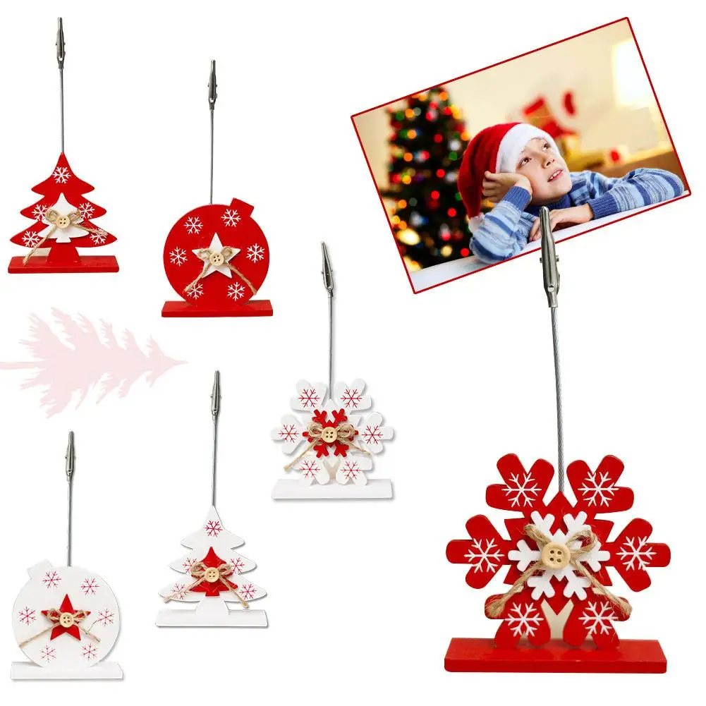 

Christmas Decorations Innovative Christmas Decoration Wooden Business Card Holder Photo Folder Desktop Photo Decoration