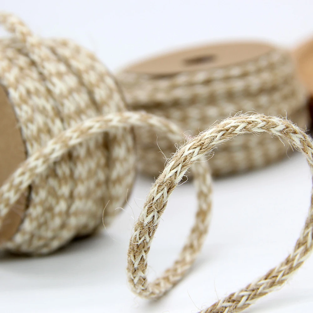 

5/10M Natural Burlap Hessian Jute Twine Cord Hemp Rope For Vintage Rustic Wedding Decoration Gift Packing Supplies DIY Craft